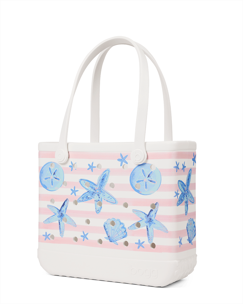 Baby Bogg Bag - Pink Stripes & Blue Shells
